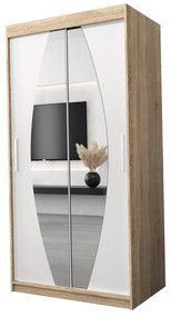 Šatníková skriňa 100 cm Eclipse (dub sonoma + biela matná). Akcia -6%. Vlastná spoľahlivá doprava až k Vám domov. 1063382