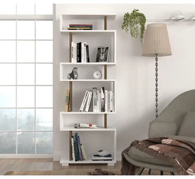 Knižnica Blok - White, Walnut