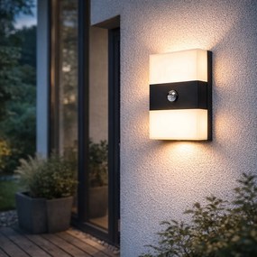 Vonkajšia nástenná lampa čierna IP44 vrátane LED s pohybovým senzorom - Dualy