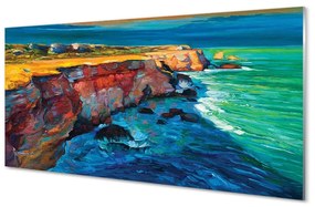 Obraz na skle Morská oblohy skaly 120x60 cm
