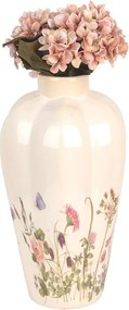 Béžová keramická váza s lúčnymi kvetmi Flowers of Love M - Ø 21*34 cm