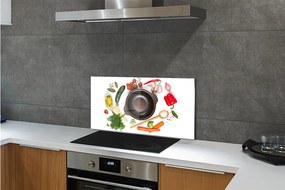 Sklenený obklad do kuchyne Lyžica paradajky petržlen 125x50 cm