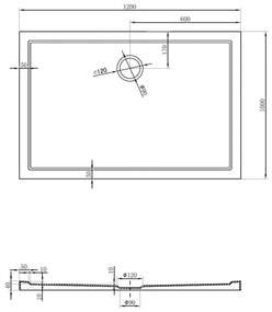 Mexen Flow Slim, obdĺžniková sprchová vanička 120 x 100 cm, biela lesklá, 46R101012