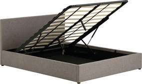 Sivá čalúnená dvojlôžková posteľ s úložným priestorom s roštom 180x200 cm Nahiri – Kave Home