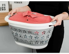 Kôš na bielizeň OVAL COMPACT sivý / biely 25 l