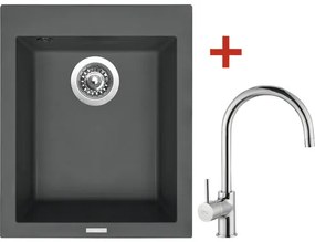 Granitový drez Sinks Cube 410 s batériou Vitalia 500x410 mm čierny