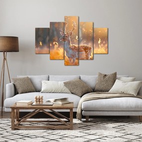 Obraz - Jeleň v poli (150x105 cm)