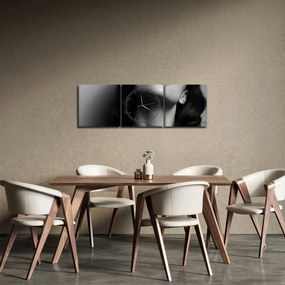 Obraz - Portrét ženy s červeným rúžom (s hodinami) (90x30 cm)