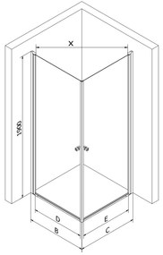 Mexen Pretoria DUO sprchovací kút 100x100cm, 6mm sklo, chrómový profil-číre sklo, 852-100-100-02-00
