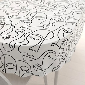 Biante Bavlnený oválny obrus Sandra SA-570 Abstraktné tváre na bielom 140x180 cm
