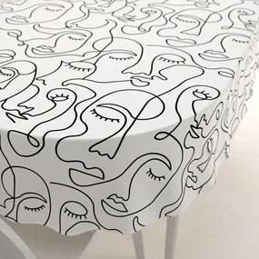 Biante Bavlnený oválny obrus Sandra SA-570 Abstraktné tváre na bielom 50x100 cm