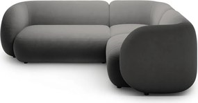 Tmavosivá zamatová rohová pohovka (pravý roh/do L) Kate – Micadoni