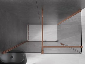 Mexen Velar, sprchový kút s posuvnými dverami 140 x 70 cm, 8mm šedé sklo, ružové zlato, 871-140-070-41-60