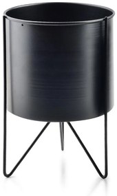 DekorStyle Čierny stojan na kvety Swen Cylindre 26 cm