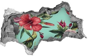 Nálepka 3D diera na stenu Tropické kvety nd-b-137343675