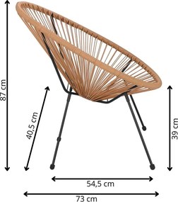 Záhradné kreslo oválne, výška 87 cm, odtiene béžovej a hnedej Springos - GF0084