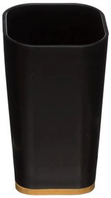 Sada kúpeľňových doplnkov Natureo Black, čierna/s drevenými prvkami