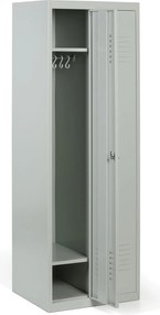 Kovová šatníková skrinka S2, 2-dverová, 1800 x 600 x 500 mm, otočný zámok, sivé dvere