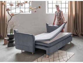 Sivá zamatová rozkladacia pohovka 225 cm Charming Charlie – Miuform