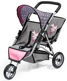 Bayer Design Kočík pre bábiky dvojičky Duo (sivá/bodky)  (100355100)