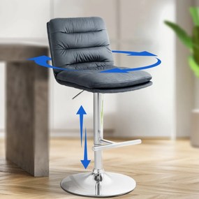 Barová stolička Damar - zamat, chróm rám - tmavo šedá