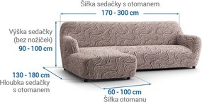 Bielastické poťahy BRILLANTE hnedé sedačka s otomanom vľavo (š. 170 - 300 cm)