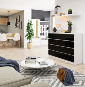 Komoda K140 8SZ CLP čierna, lesk