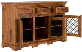 furniture-nabytek.cz - Masívna komoda Merlin s kovovými dvierkami, lakovaná, hnedá – 150 cm