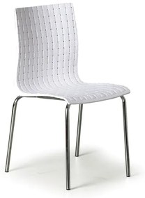 Plastová jedálenská stolička MEZZO s kovovou podnožou, biela