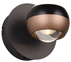 LED nástenné svietidlo ø 10 cm v čierno-medenej farbe Orbit – Trio Select