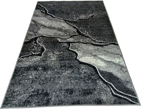 HU Sivý abstraktný obdĺžnikový koberec NEW IDEA 90321-0433  imitácia mramoru s čienymi žilami Rozmer: 150x210 cm