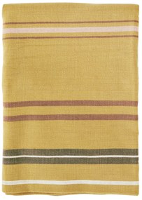 MADAM STOLTZ Bavlnený obrus Mustard Stripes 120 × 220 cm