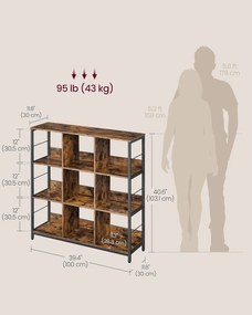 Regál Vasagle Barmy 100 cm hnědý/černý