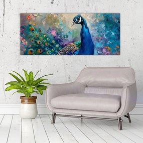 Obraz - Maľba páva (120x50 cm)