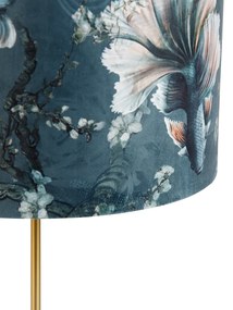 Stolová lampa mosadz s velúrovým tienidlom dizajn ryby 35 cm - Kaso