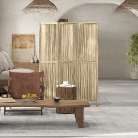 HOMCOM Trojdielny Paraván z Paulownia 120 x 170 cm - Prírodný | Aosom