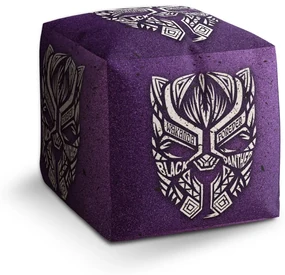 Sablio Taburet Cube BLACK PANTHER wakanda forever Biely: 40x40x40 cm