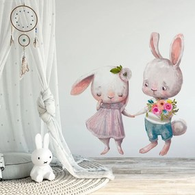 Gario Detská nálepka na stenu Zamilované zajačiky Rozmery: 100 x 92 cm