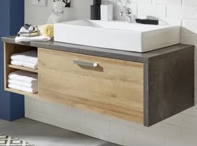 Kúpeľňová skrinka pod umývadlo Bay, dub/tmavý betón%