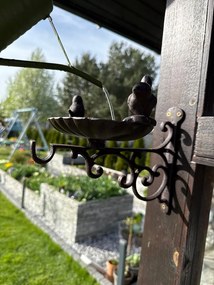 Nástenné napájadlo pre vtáky Bill, 23,5x28 cm, liatina, hnedá