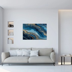 Obraz - Modrá mramorová abstrakcia (90x60 cm)