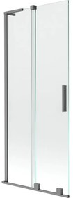 Mexen Velar L, 2-krídlová posuvná vaňová zástena 80 x 150 cm, 8mm číre sklo, grafitová matná, 896-080-003-01-95