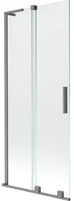 Mexen Velar L, 2-krídlová posuvná vaňová zástena 80 x 150 cm, 8mm číre sklo, grafitová matná, 896-080-003-01-95