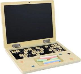 LEAN Toys Drevená tabuľa s kriedou v tvare notebooku
