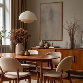 Škandinávske závesné svietidlo krémové s bielym interiérom - Loes