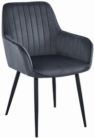 Jedálenská stolička SOLDEN zamatová tmavosivá (čierne nohy)