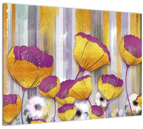 Sklenený obraz - Ilustrácie kvetov (70x50 cm)
