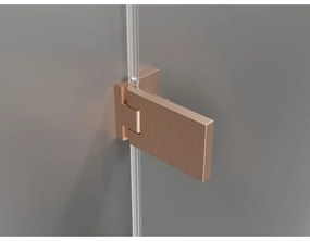 Mexen Lunar-F, 1-krídlový sprchový kút so skladacími dverami, ľavý, 80 x 80 cm, 8mm číre sklo, medený profil, 836-080-080-65-00-L