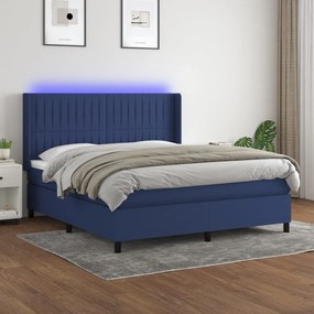 Posteľ boxsping s matracom a LED modrá 180x200 cm látka 3138499