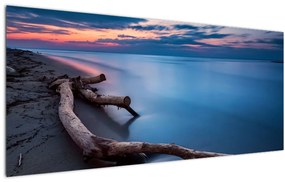 Obraz pláže pri západe slnka (120x50 cm)
